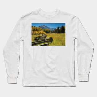 Wooden Fence In A Forest Maroon Bells Maroon Creek Valley Long Sleeve T-Shirt